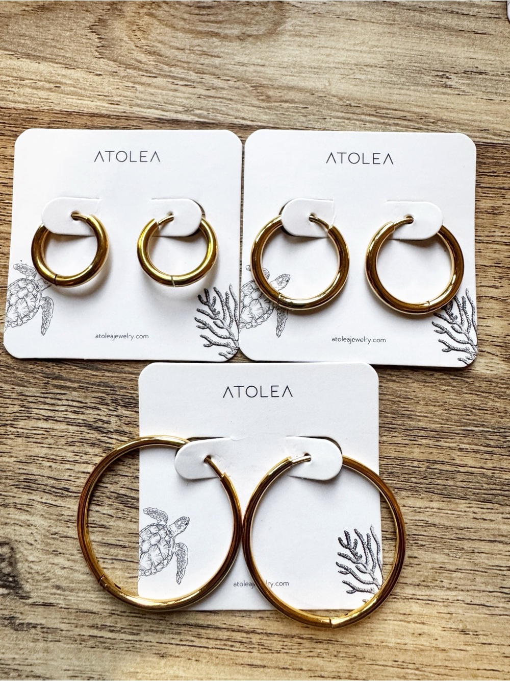 ATOLEA Gold Hoop Earring Sets - 3 Pairs